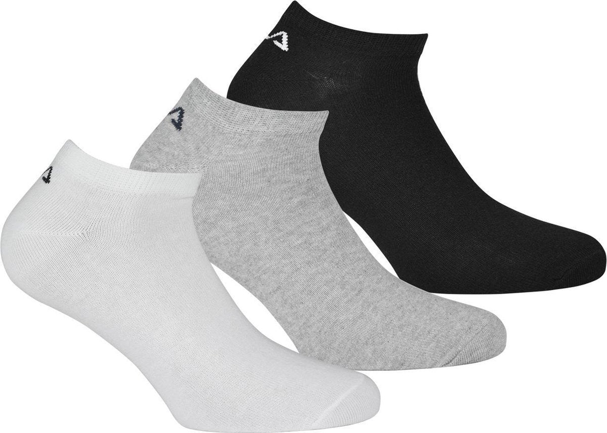 Fila - Invisible Socks 3-Pack - Grijs/Wit/Zwart - Algemeen - maat  35-38