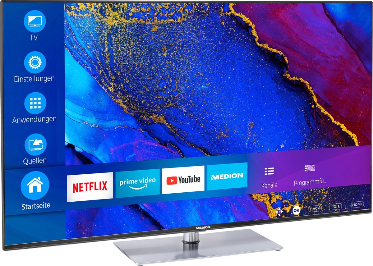 MEDION LIFE X14360 Smart-TV | 108 cm (43 '') Ultra HD-scherm | HDR | Dolby Vision | Micro Dimming | MEMC | PVR ready | Netflix | Amazon Prime Video | Bluetooth | DTS HD | HD Triple Tuner | CI +