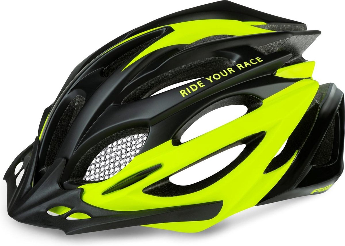 R2 Pro-Tec Fietshelm Zwart Geel L (58 - 61 cm)