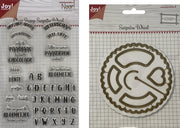 Joy!Crafts / Suprise Wheel Set / Stansmal - Noor - Surprise Wheel  (95x95 mm) 6002/0531 en Clearstamps - Noor - Surprise Wheel - tekst NL (146x105 mm) Stempels woorden en letters 6410/0531