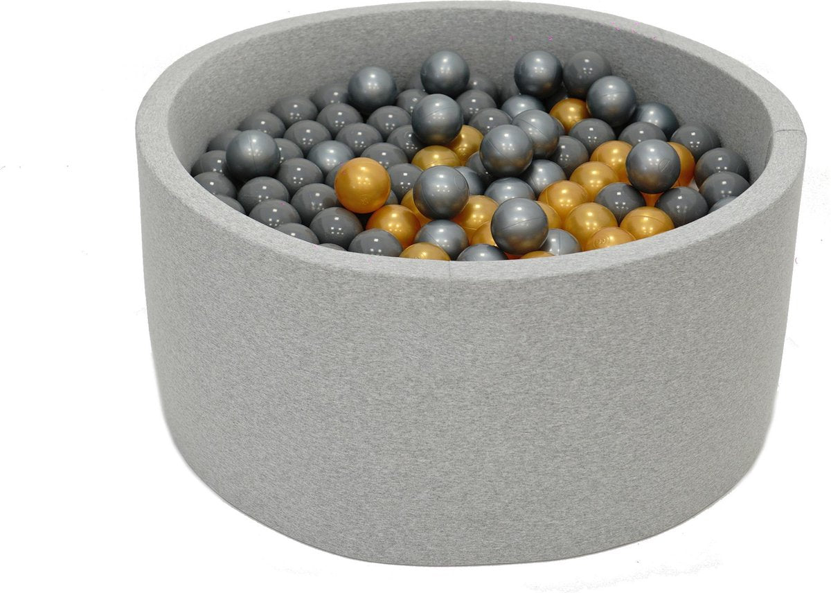 Ballenbak Grijs 90x40 met 250 ballen Goud