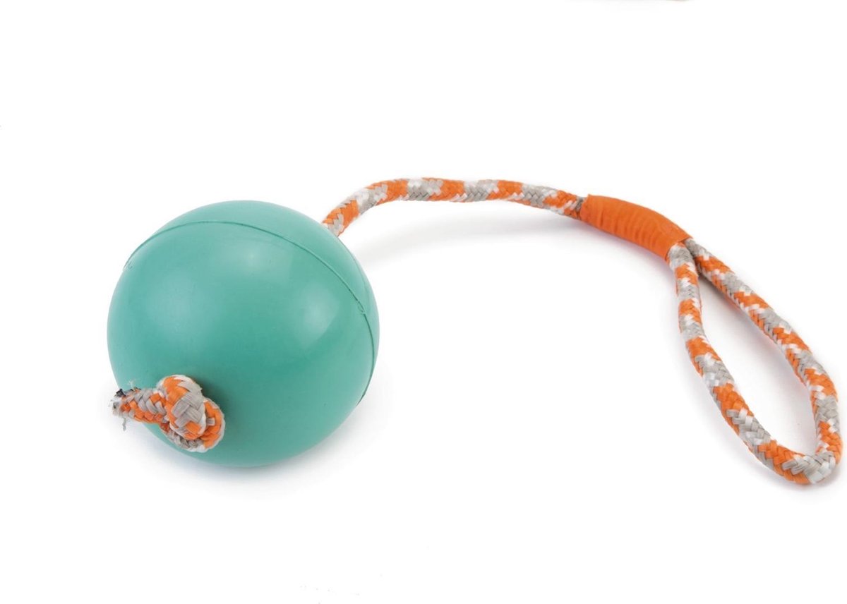 Beeztees rubber bal no4 + koord mint