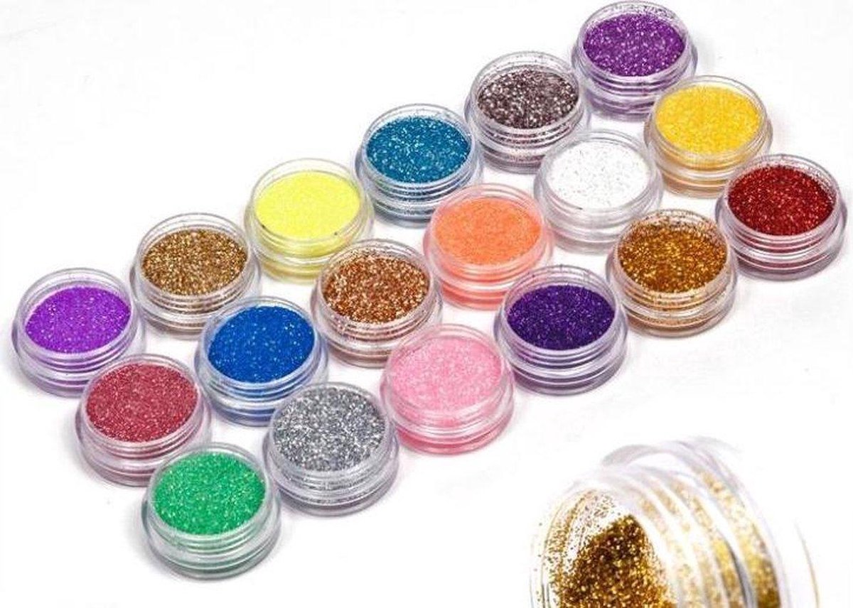 LOUZIR 18-Delige Nail Art Acrylpoeder met glitter- glam en glitter