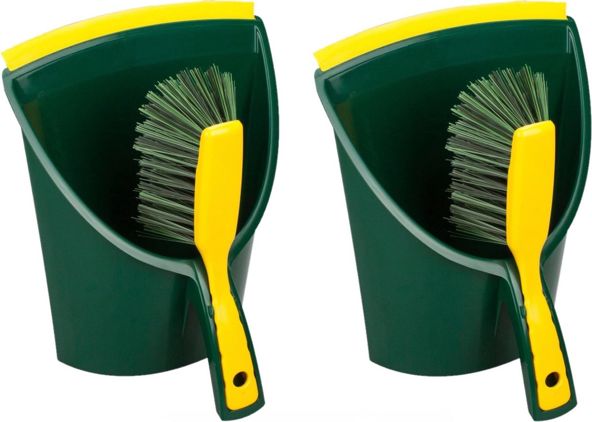 Set van 2x stuks kunststof stoffer en blik/emmer voor buiten - Tuingereedschap/Speciale grote stoffers en blik