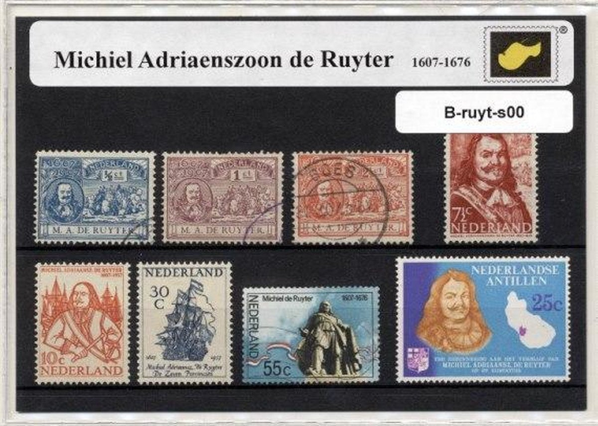 Michiel Adriaenszoon de Ruyter 1 – Luxe postzegel pakket (A6 formaat) - collectie van verschillende postzegels van M.A. de Ruyter – kan als ansichtkaart in een A6 envelop. Authentiek cadeau - kado - geschenk - kaart - 17e eeuw - VOC - gouden eeuw