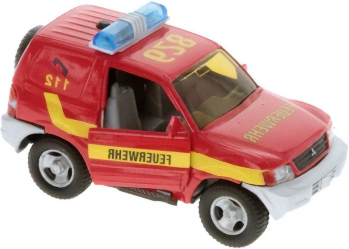2-play Duitse Mitsubishi Brandweerauto Pull-back L+g 11 Cm Rood