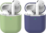 2 beschermhoesjes voor Apple Airpods - Groen & Donker Blauw - Siliconen case geschikt voor Apple Airpods 1 & 2
