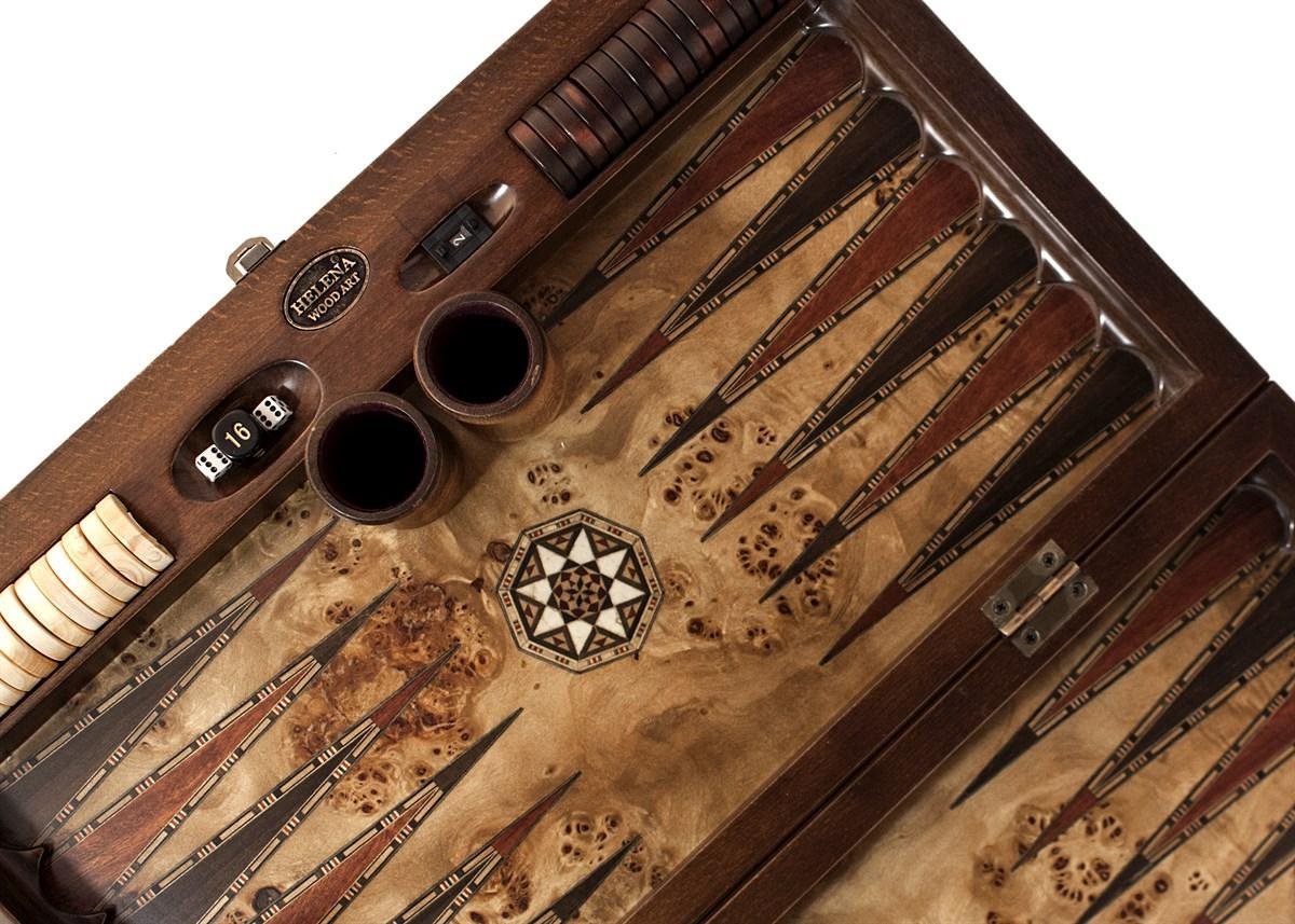 Backgammon - Tavla - Handgemaakt - Hout - Luxe uitgave - Bordspel - 52 x 30 x 7