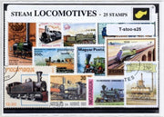 Stoomlocomotieven – Luxe postzegel pakket (A6 formaat) : collectie van 25 verschillende postzegels van Stoomlocomotieven – kan als ansichtkaart in een A6 envelop