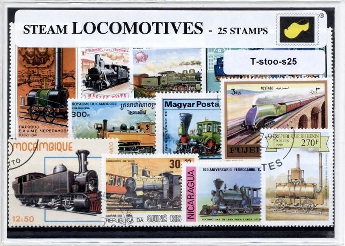 Stoomlocomotieven – Luxe postzegel pakket (A6 formaat) : collectie van 25 verschillende postzegels van Stoomlocomotieven – kan als ansichtkaart in een A6 envelop
