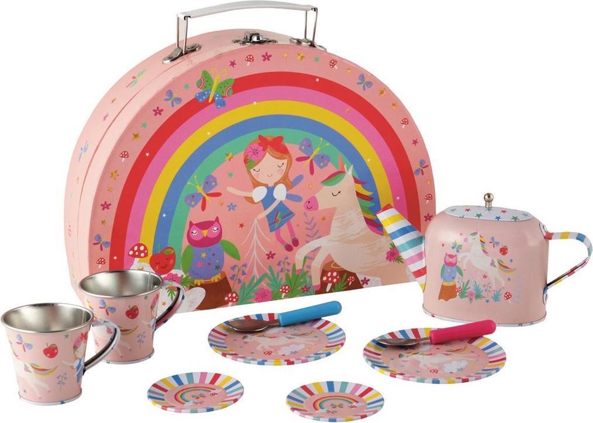 Floss & Rock Floss & Rock Fairy Unicorn 9 stuks Tinnen theeset in koffertje