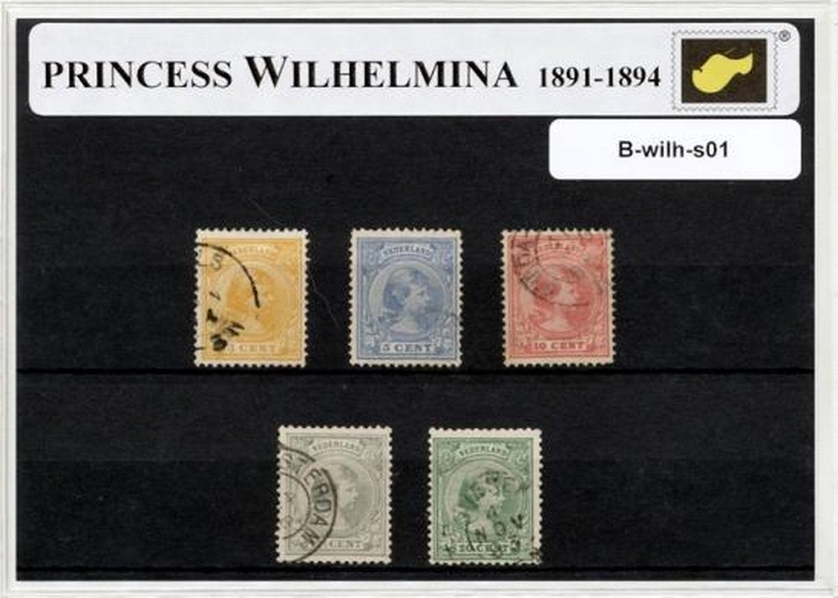 Koningin Wilhelmina 1891-1894 – Luxe postzegel pakket (A6 formaat) - collectie van verschillende postzegels van Koningin Wilhelmina – kan als ansichtkaart in een A6 envelop. Authentiek cadeau - kado - koningshuis - oranje - holland - nederland