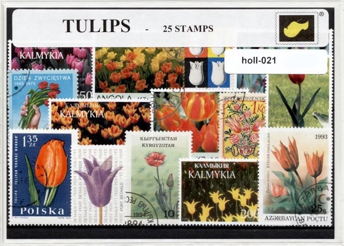 Tulpen – Luxe postzegel pakket (A6 formaat) : collectie van 25 verschillende postzegels van tulpen – kan als ansichtkaart in een A6 envelop