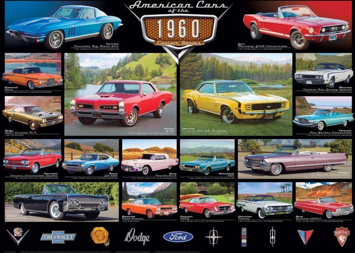 Puzzel 1000 stukjes-American Cars of the 1960's