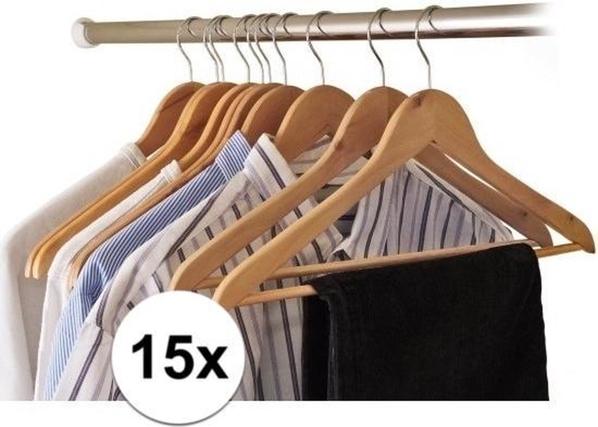 15x Houten kledinghangers
