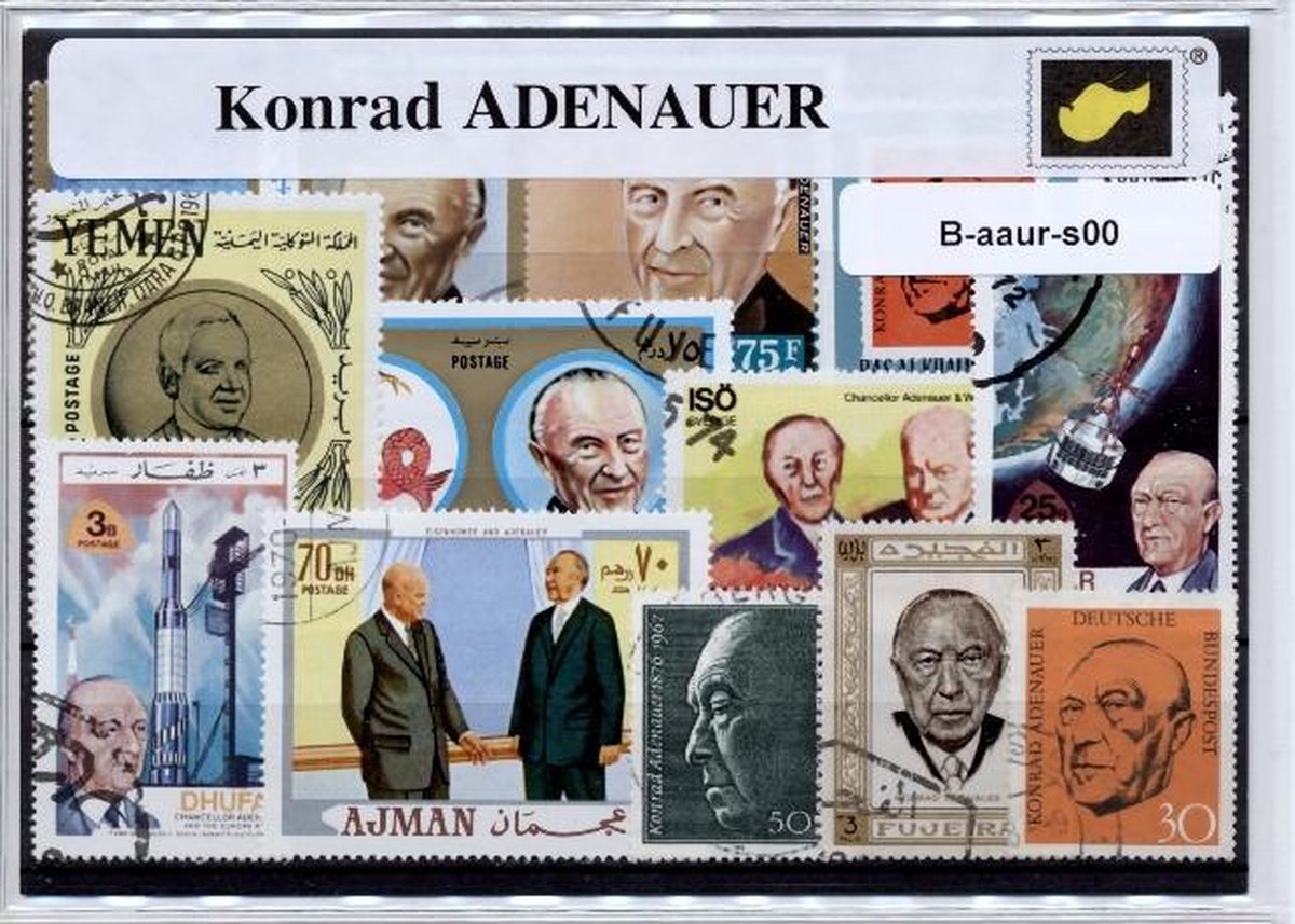 Konrad Adenauer  – Luxe postzegel pakket (A6 formaat) : collectie van 25 verschillende postzegels van Konrad Adenauer – kan als ansichtkaart in een A6 envelop
