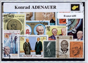 Konrad Adenauer  – Luxe postzegel pakket (A6 formaat) : collectie van 25 verschillende postzegels van Konrad Adenauer – kan als ansichtkaart in een A6 envelop