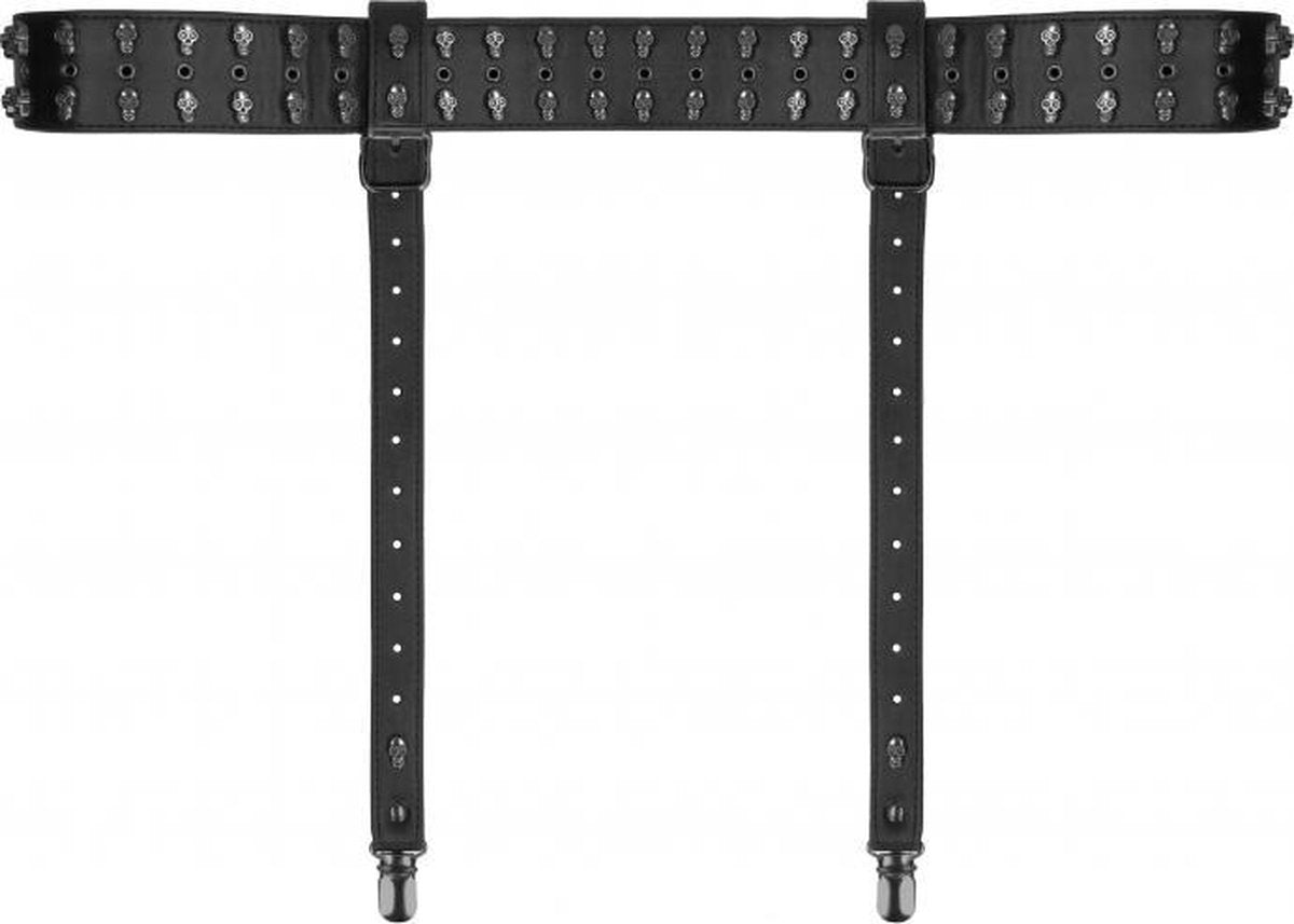 Ouch! Skulls and Bones - Garter Belt with Skulls - Black
