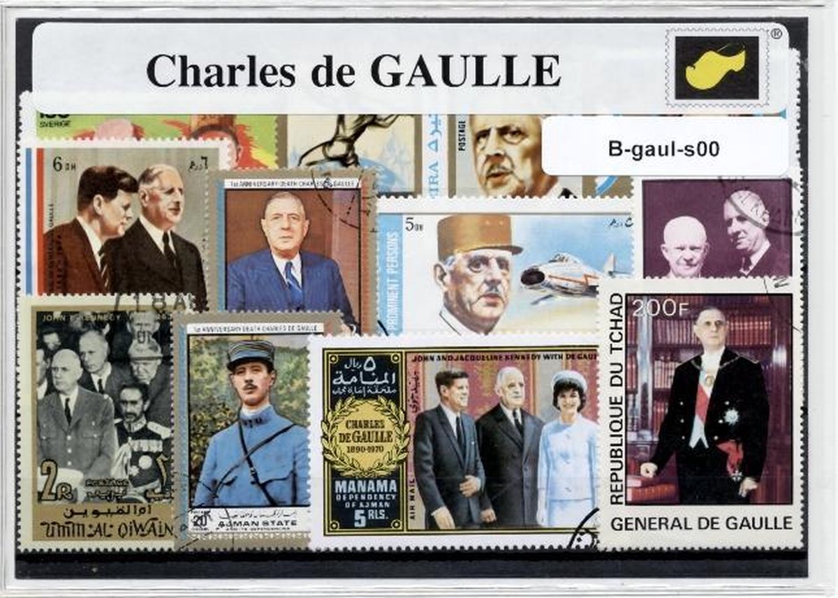 Charles De Gaulle – Luxe postzegel pakket (A6 formaat) - collectie van verschillende postzegels van Charles De Gaulle – kan als ansichtkaart in een A6 envelop. Authentiek cadeau - kado - geschenk - kaart - militair - frankrijk - politicus- oorlog