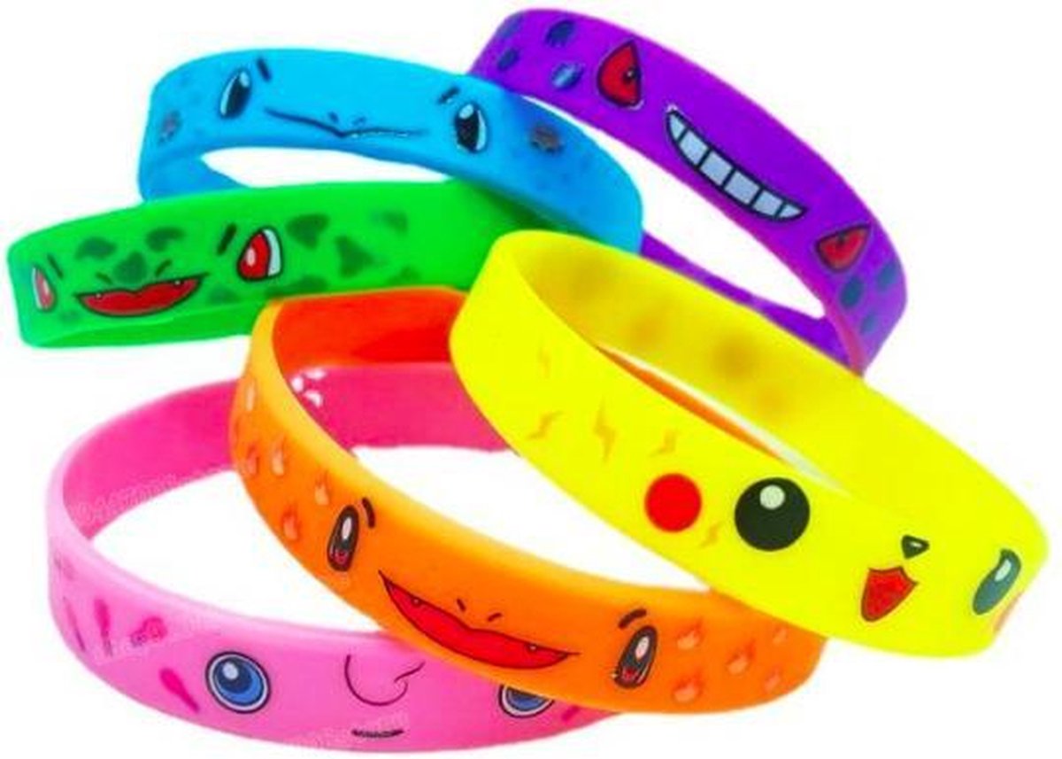 ProductGoods - 6 Pokémon Go polsbandjes van gel - Set van 6 stuks - Polsbandje rubber - Silicone polsbandje - Setje armbandjes - Siliconen
