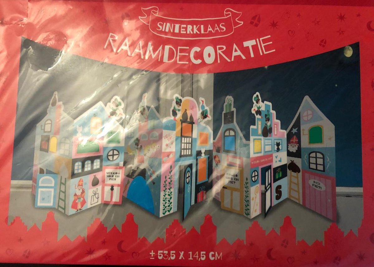 sinterklaas raamdecoratie leuke sinterklaas huisjes 53.5 cm x 14.5 cm - versier zelf je huisje met leuke kleurencrepepapier