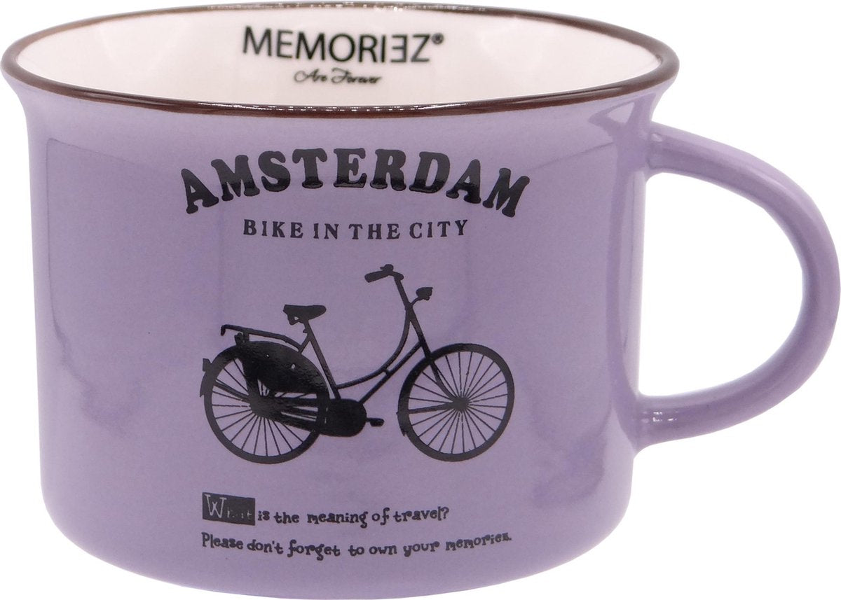 Memoriez Story Mok Bike Amsterdam Small Paars Set van 2 x 125ML