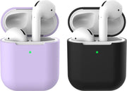 2 beschermhoesjes voor Apple Airpods - Lila & Zwart - Siliconen case geschikt voor Apple Airpods 1 & 2