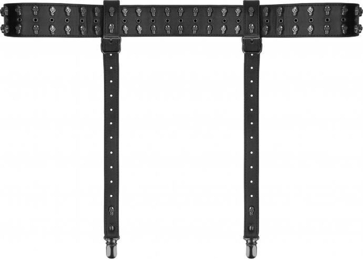 Ouch! Skulls and Bones - Garter Belt with Skulls - Black