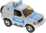 2-play Duitse Mitsubishi Politiewagen Pull-back L+g 11 Cm Zilver