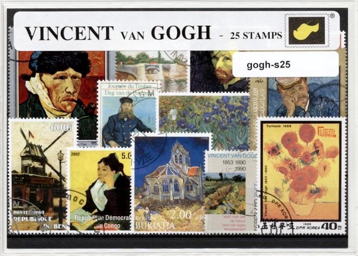 Vincent van Gogh – Luxe postzegel pakket (A6 formaat) : collectie van 25 verschillende postzegels van Vincent van Gogh – kan als ansichtkaart in een A6 envelop