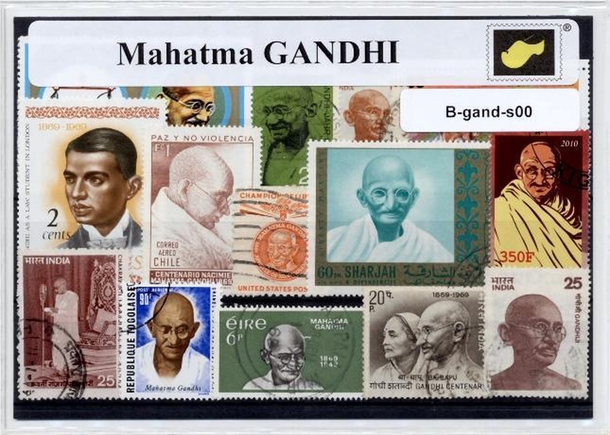 Mahatma Gandhi – Luxe postzegel pakket (A6 formaat) - collectie van verschillende postzegels van Mahatma Gandhi – kan als ansichtkaart in een A6 envelop. Authentiek cadeau - kado - geschenk - kaart - india - jurist - politicus - delhi - karamchand