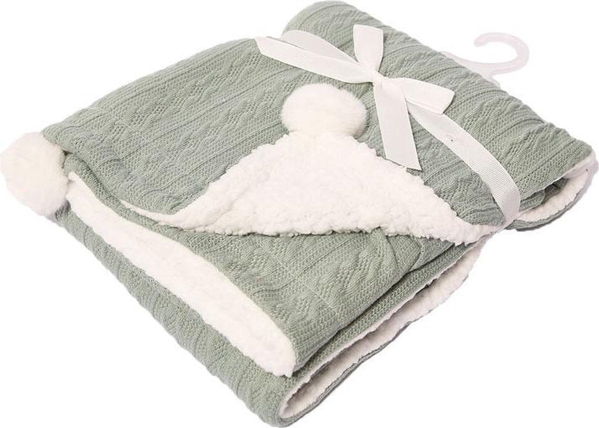 Soft Touch Kabeldeken Pompom 75 X 90 Cm Lichtgroen