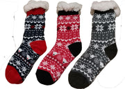 Bixtra - Dames Warmte Sokken met Antislip Helder Rood Zwart 37-42