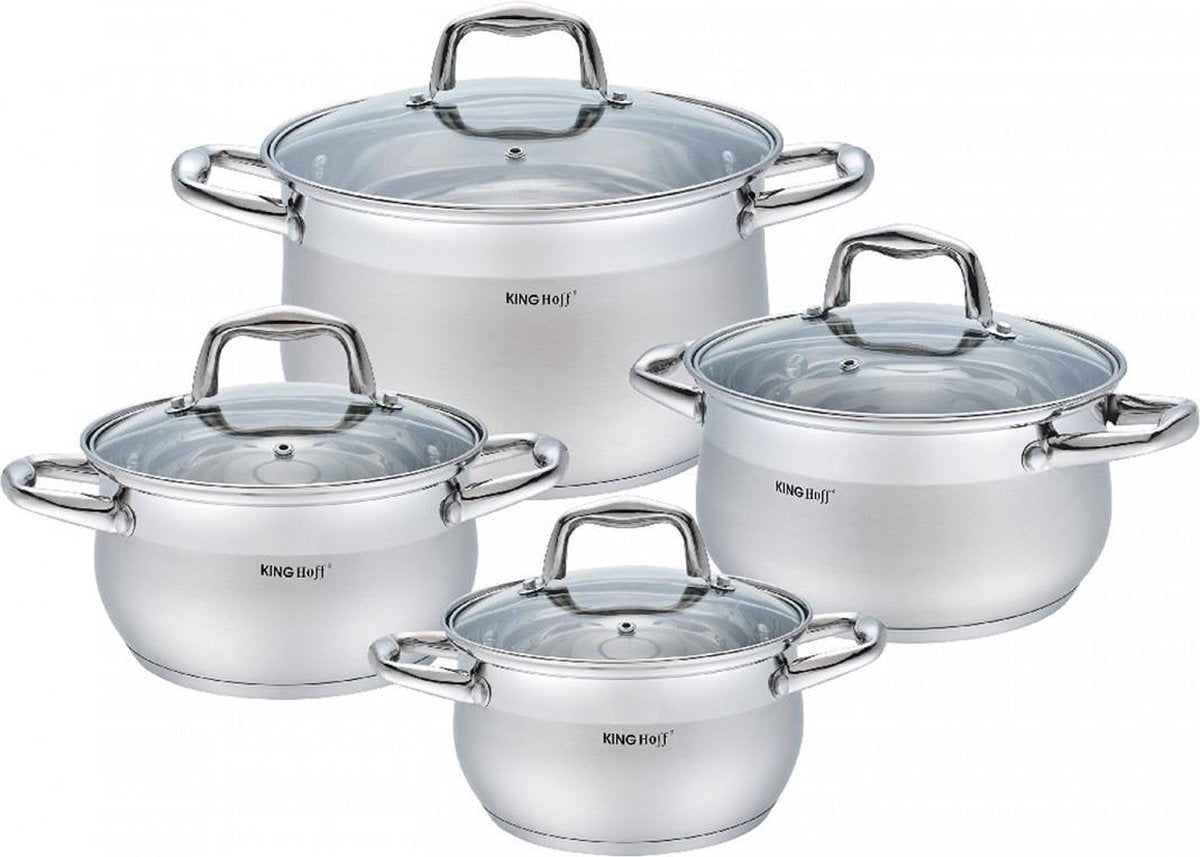 Kinghoff 1421 pannenset – 8 delig – RVS – Alle warmtebronnen
