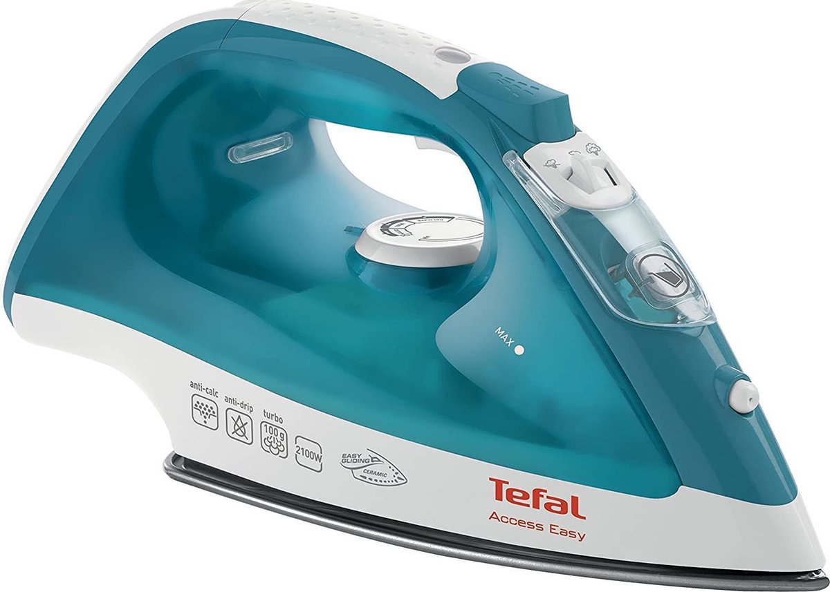 Tefal Access Easy FV1542 strijkijzer Droog- & stoomstrijkijzer Durilium-zoolplaat Turkoois