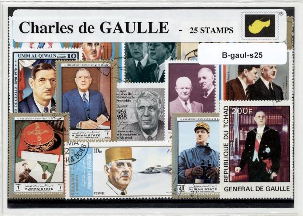Charles De Gaulle – Luxe postzegel pakket (A6 formaat) - collectie van 25 verschillende postzegels van Charles De Gaulle – kan als ansichtkaart in een A6 envelop. Authentiek cadeau - kado - geschenk - kaart - militair- frankrijk - politicus - oorlog