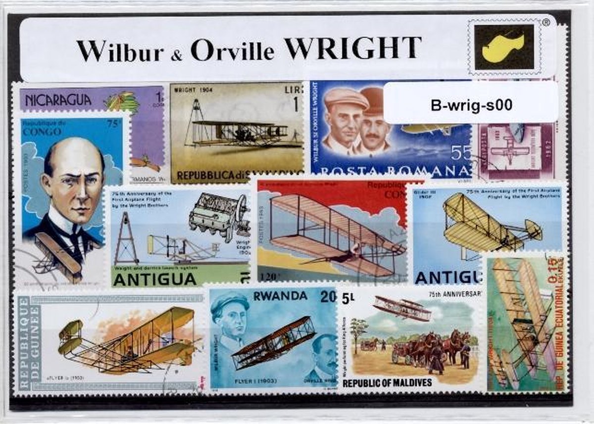 Wilbur & Orville Wright – Luxe postzegel pakket (A6 formaat) - collectie van verschillende postzegels van Wilbur & Orville Wright – kan als ansichtkaart in een A6 envelop. Authentiek cadeau - kado - pionieers - luchtvaart - kaart - vliegtuigen