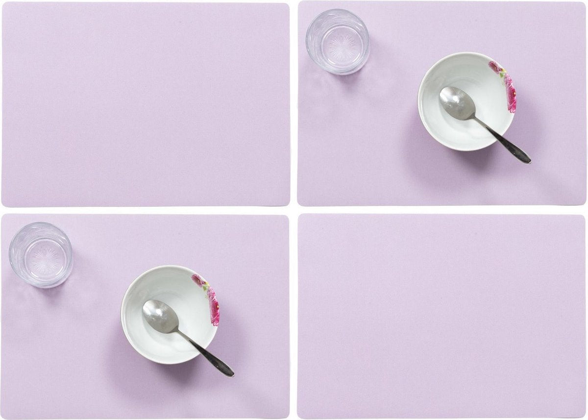 Set van 10x stuks stevige luxe Tafel placemats Plain lila paars 30 x 43 cm - Met anti slip laag en Teflon coating toplaag