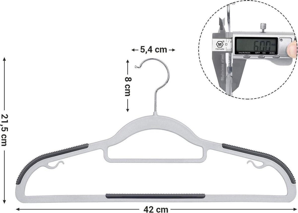 Nancy's Luxe Kledinghangers - Set Van 30 - Kleerhangers - Kunststof - Anti-Slip - Ruimtebesparend - 360° Draaibaar - Grijs