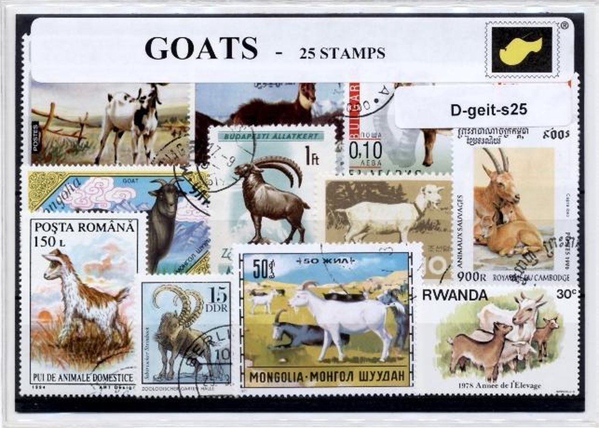 Geiten – Luxe postzegel pakket (A6 formaat) - collectie van 25 verschillende postzegels van geiten – kan als ansichtkaart in een A6 envelop. Authentiek cadeau - kado - kaart - hoefdier - holhoornigen - Capra aegagrus hircus - boerderij