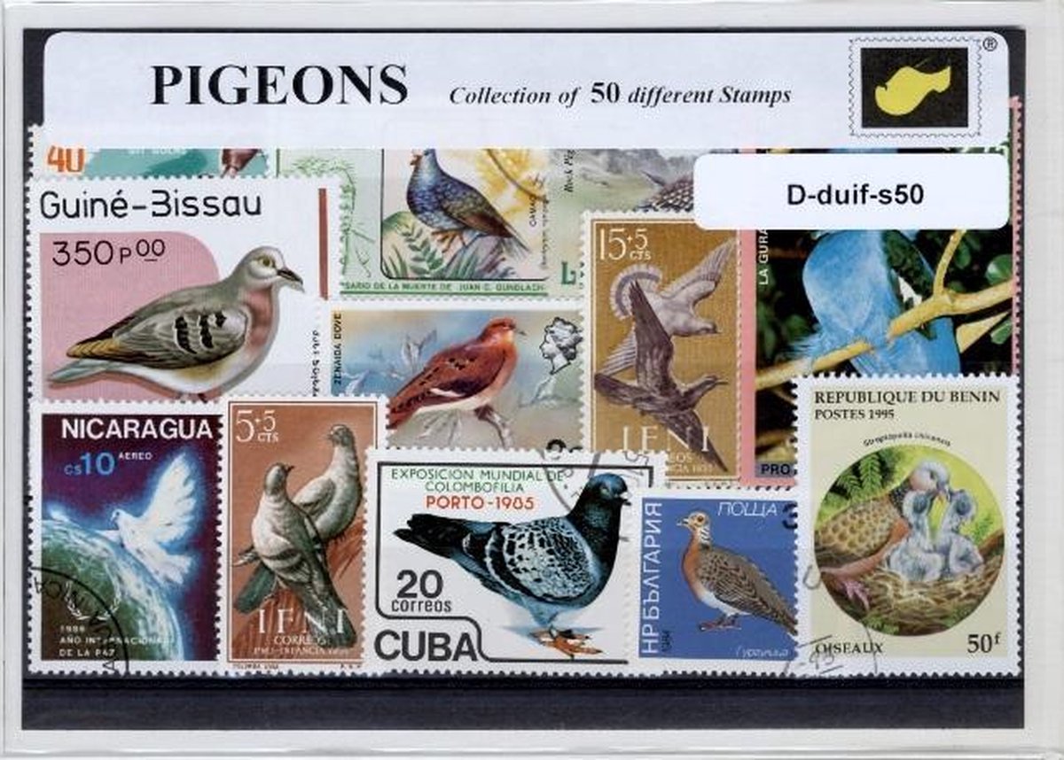 Duiven – Luxe postzegel pakket (A6 formaat) : collectie van 50 verschillende postzegels van duiven – kan als ansichtkaart in een A6  envelop - authentiek cadeau - kado -kaart - dieren - vogels - til - duiventil - Columbidae - pluimvee - postduif