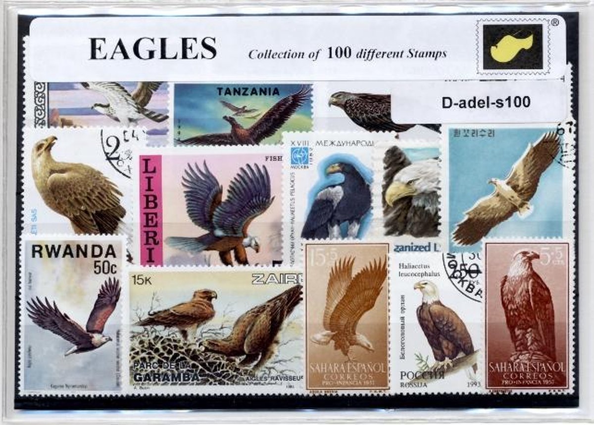 Adelaars/Arenden – Luxe postzegel pakket (A6 formaat) - collectie van 100 verschillende postzegels van adelaars/arenden – kan als ansichtkaart in een A6 envelop. Authentiek cadeau - kado - kaart - arend - vogel - roofvogels - roofvogel - arend