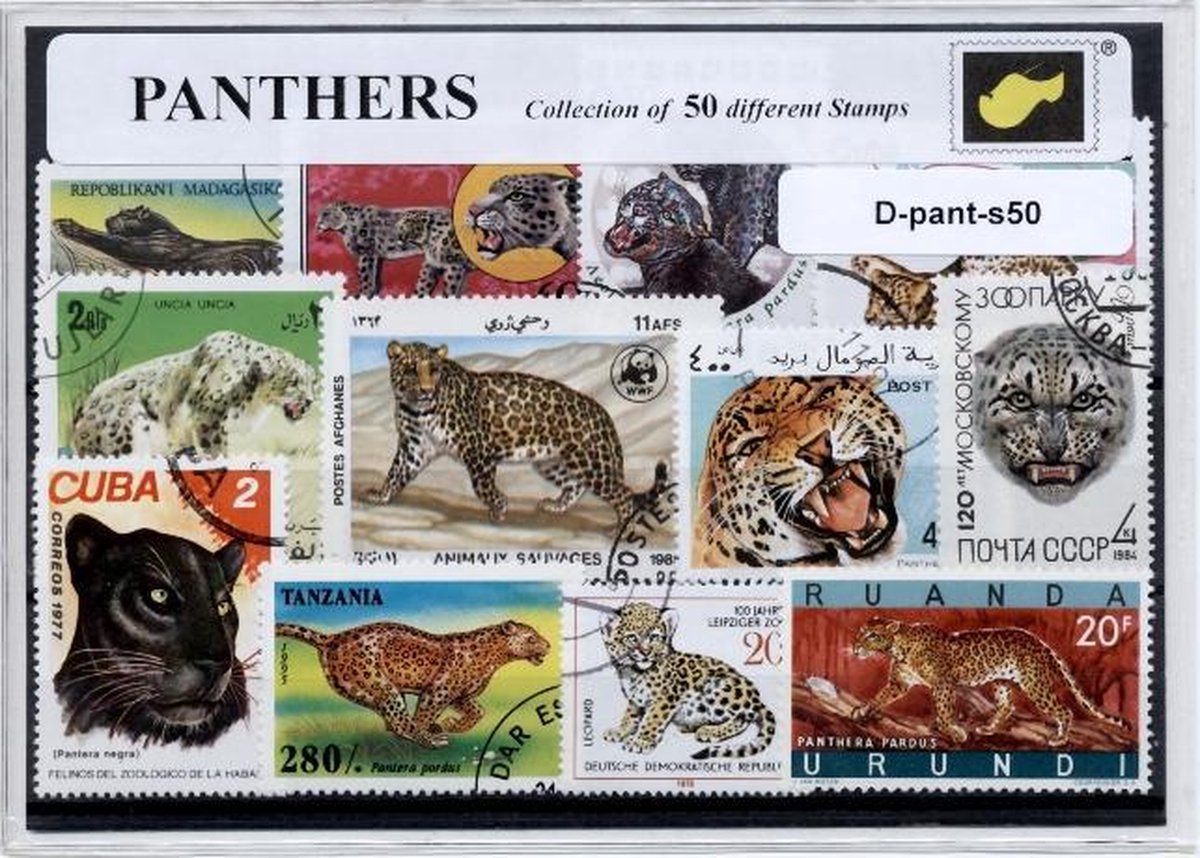 Panters – Luxe postzegel pakket (A6 formaat) : collectie van 50 verschillende postzegels van panters – kan als ansichtkaart in een A6 envelop - authentiek cadeau - kado tip - geschenk - kaart - Panthera onca - jaguar - staart - regenwoud - roofier