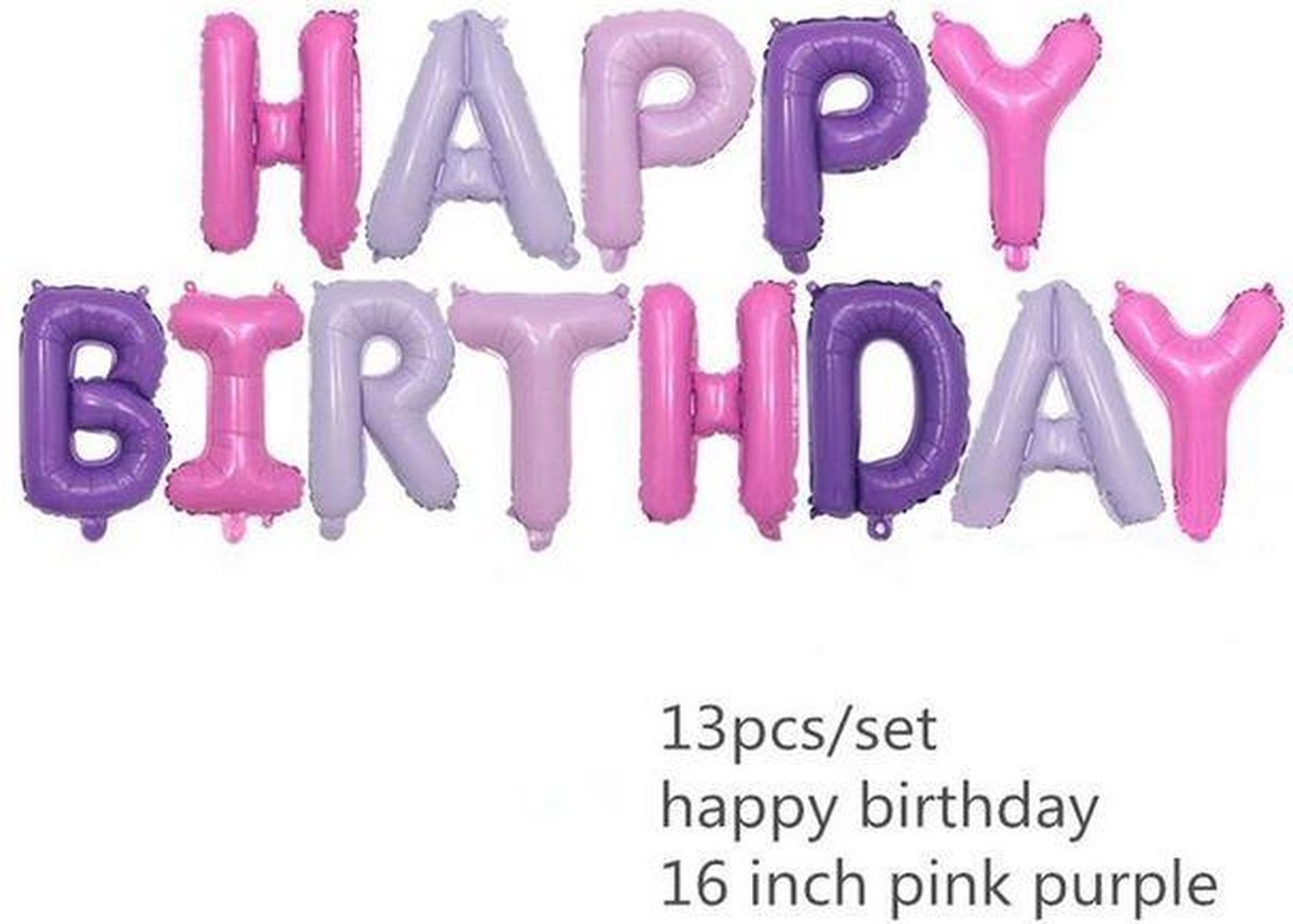 Helium ballonnen Happy Birtday paars-roze