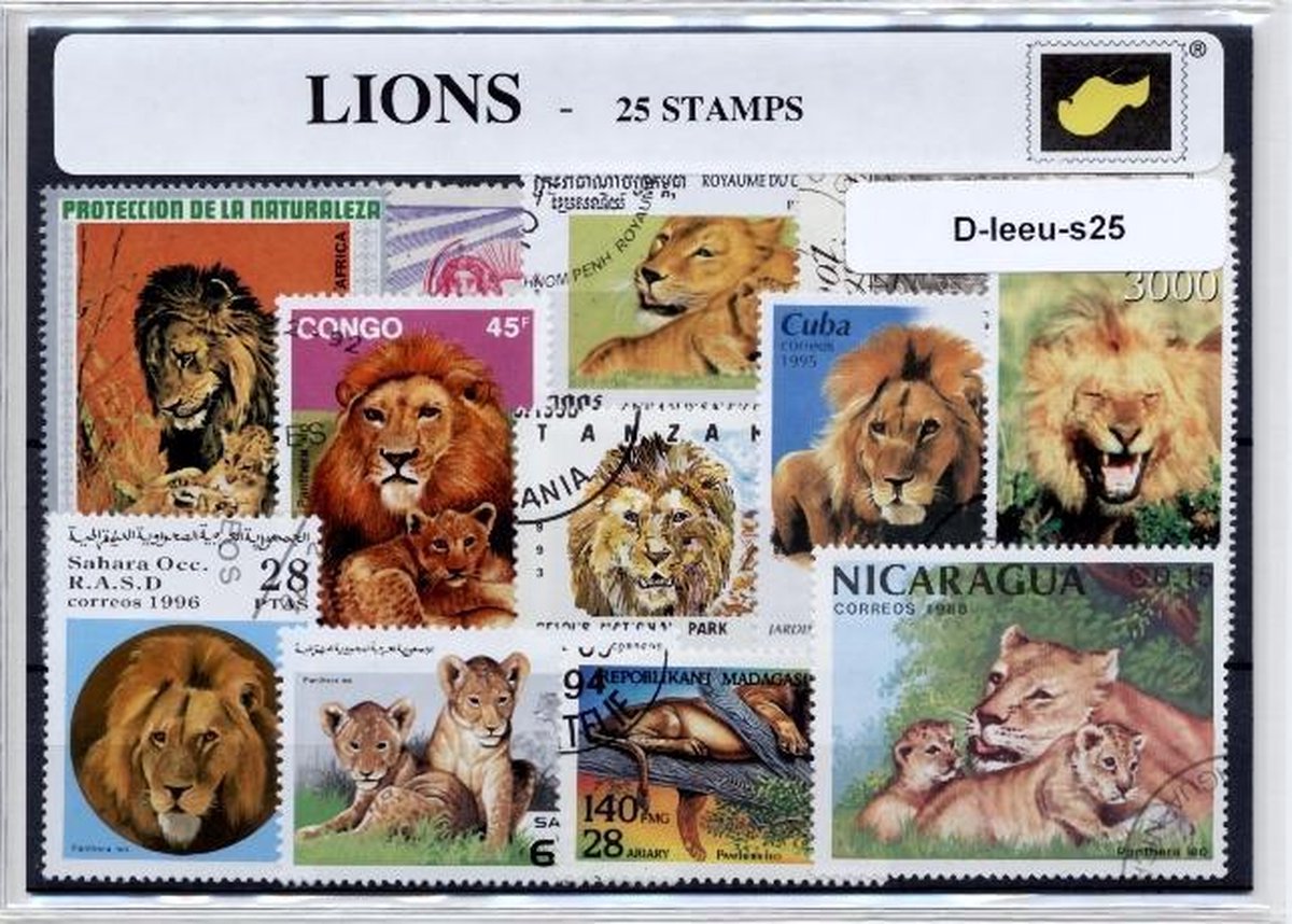 Leeuwen – Luxe Postzegel pakket (A6 formaat) : collectie van 25 verschillende postzegels van leeuwen – kan als ansichtkaart in een A6 envelop
