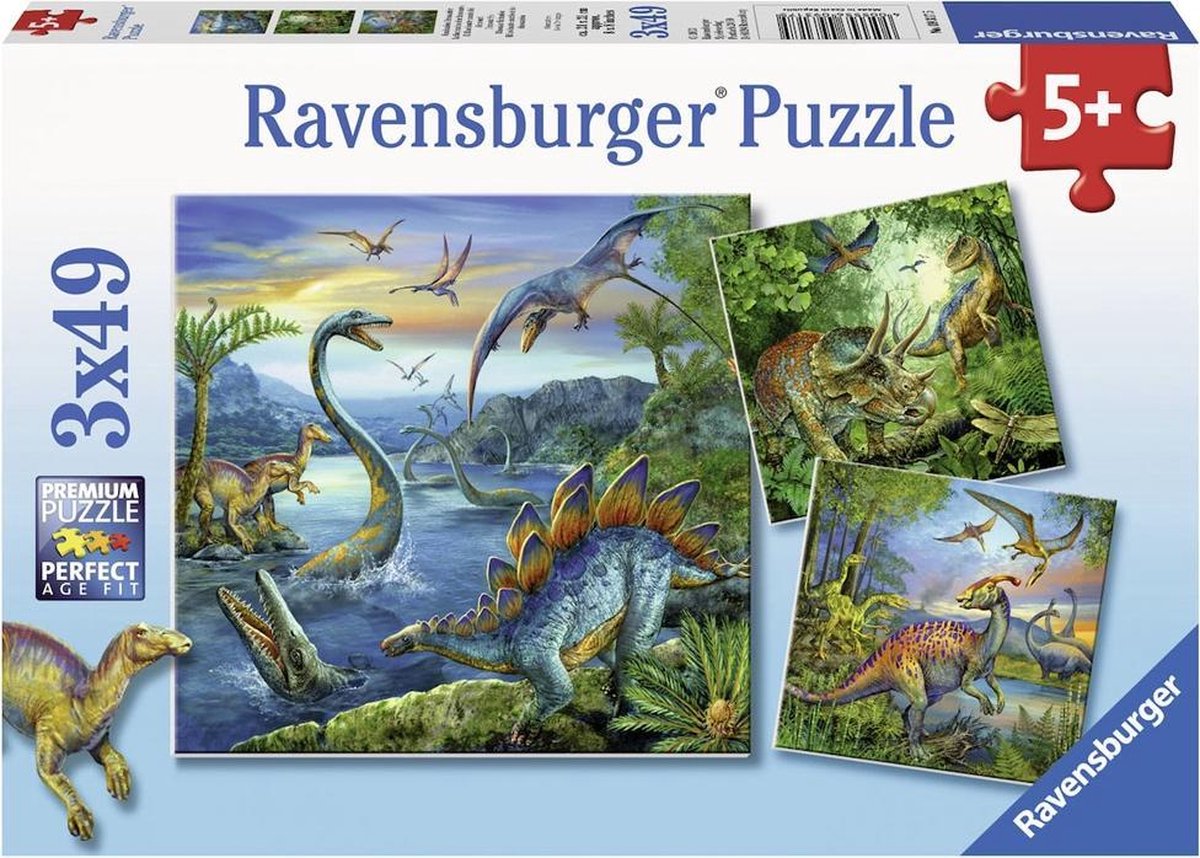 Ravensburger 3 Dinosauriërs Puzzels 3x49 Stukjes