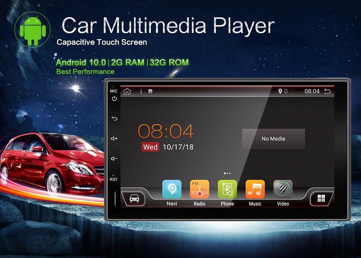 Universeel 2din Android 7inch navigatie 2+32GB bluetooth usb WiFi