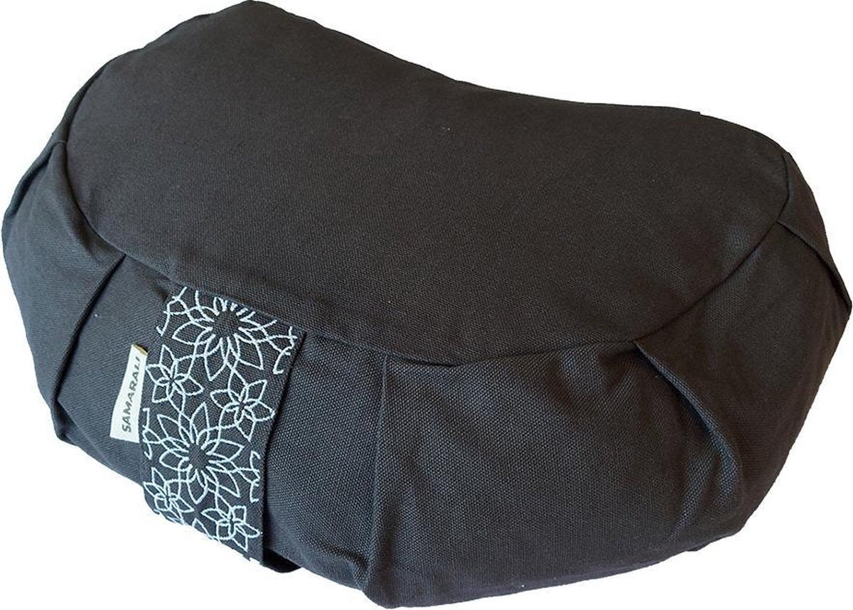 Samarali meditatiekussen crescent (Grijs) - ethisch geproduceerd van 100% biologisch katoen (GOTS gecertificeerd)| 2lagen | 34 x 20 x 17 cm |Verkrijgbaar in 6 natuurlijke kleuren
