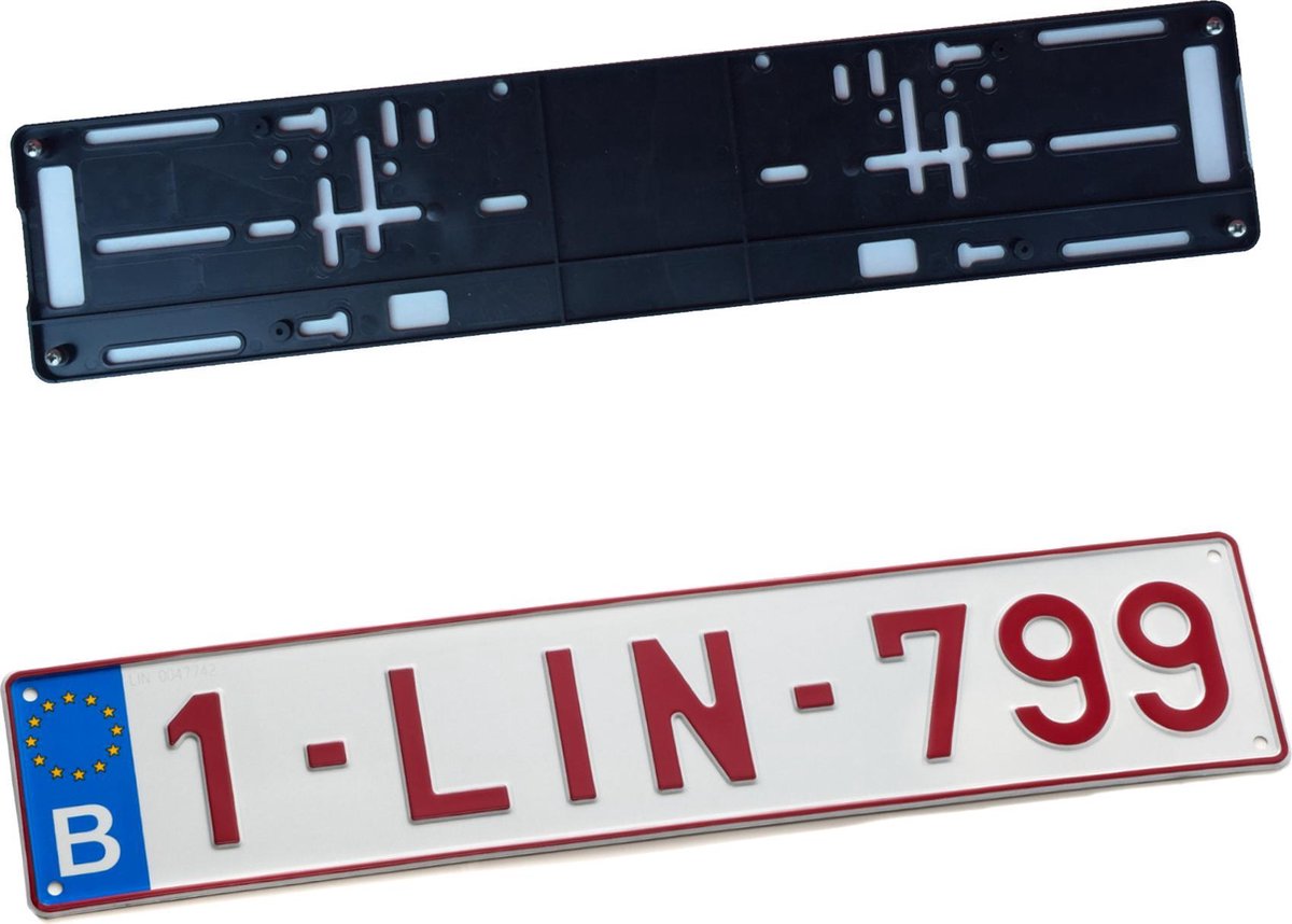 Nummerplaathouder ABS ONZICHTBAAR voor nummerplaat 520x110mm BELGIË‎‎