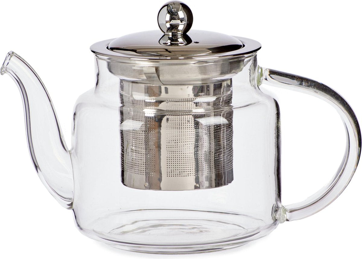 Glazen theepot 500 ml met filter/infuser en handvat - Theepotten/theekannen van glas - Theepot met thee infuser
